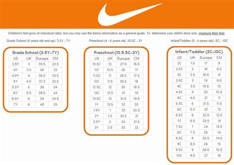 nike kid sneakers|Nike kids sneaker size chart.